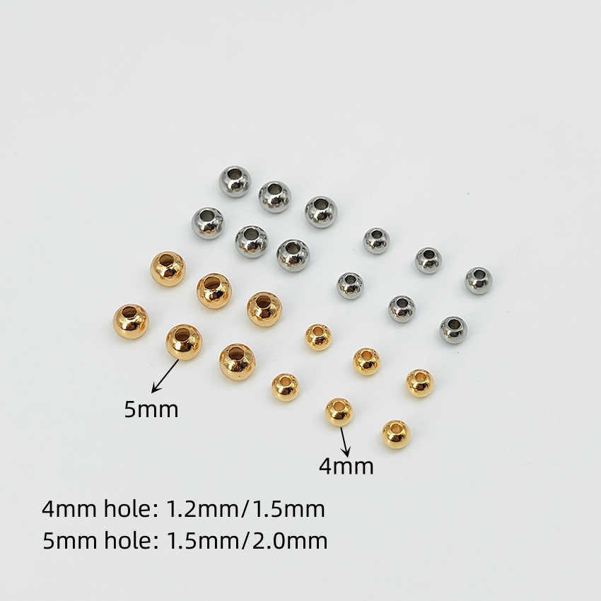 DIY Stainless Steel Beads Loose Spacer Beads Ball Hole for Bracelets Jewelry Components