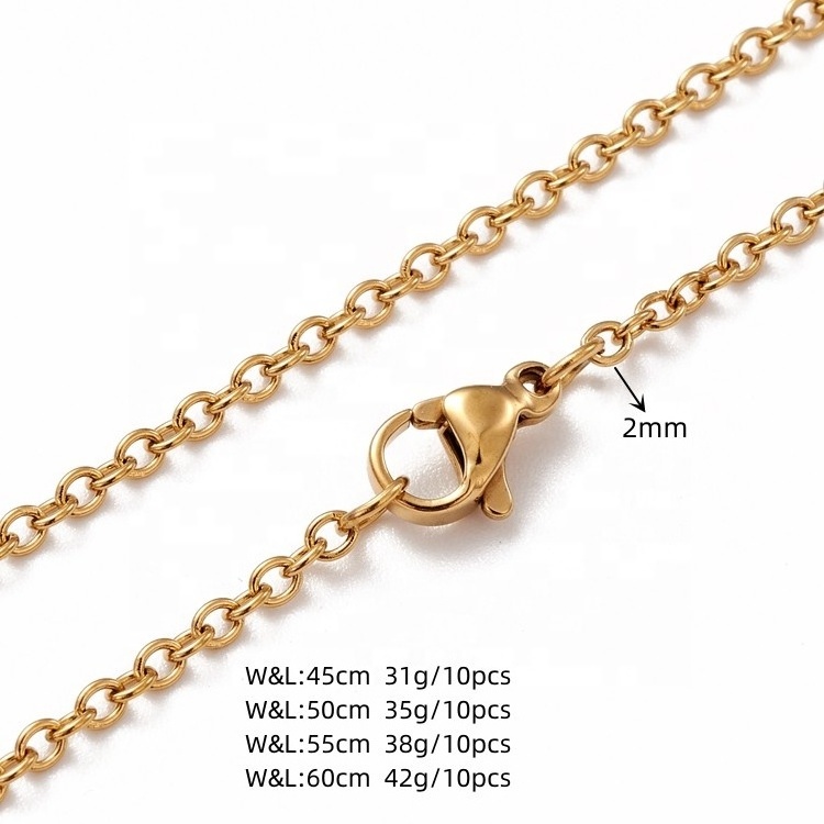 Stainless Steel chain necklace high quality Jewelry 18K PVD Waterproof Tarnish Free Gold Plated Single Chain Necklace