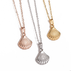 Wholesale Fashion Jewelry Gold Pendant Summer Boho Seashell Necklace Stainless Steel Customized Shell Pendant Necklace Jewelry