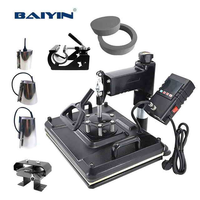 Baiyin Multifunctional Combo 8 in 1 Cups Mug Plate Hat T-shirt Press Machine Heat Press Sublimation Machine