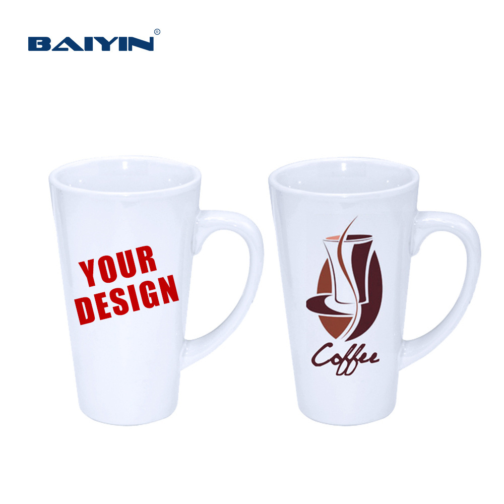 Baiyin Large Tall Mugs Sublimation Ceramic 17 oz Porcelain Mugs Coffee Ceramic Cups Blank Wholesale