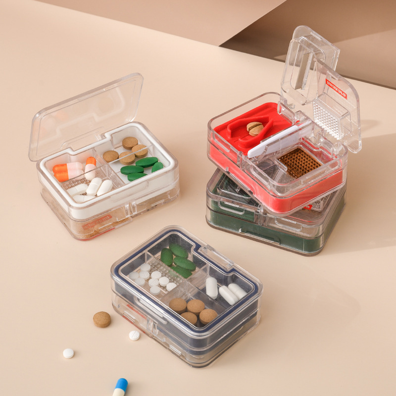 Multifunctional medicine cutter cartridge portable and small watertightness pill case KYPL086