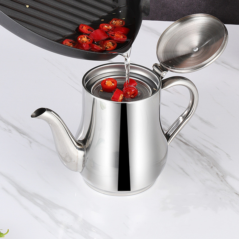 OLB003 Hot Sale Kitchen Supplies Stainless Steel Oil Storage Kettle with Filter Oil Leak Proof Container