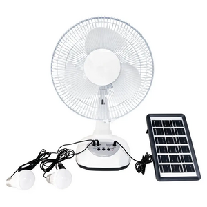 16inch Solar Charging Table Electric Fan with Power Bank Function Portable and Hot Selling Solar Rechargeable Fan with LED bulbs