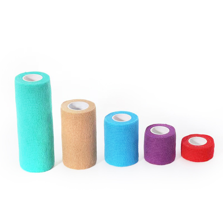 Athletic sport wrap nonwoven medical high elastic gauze bandage rolls self adhesive stretch elastic cohesive bandage