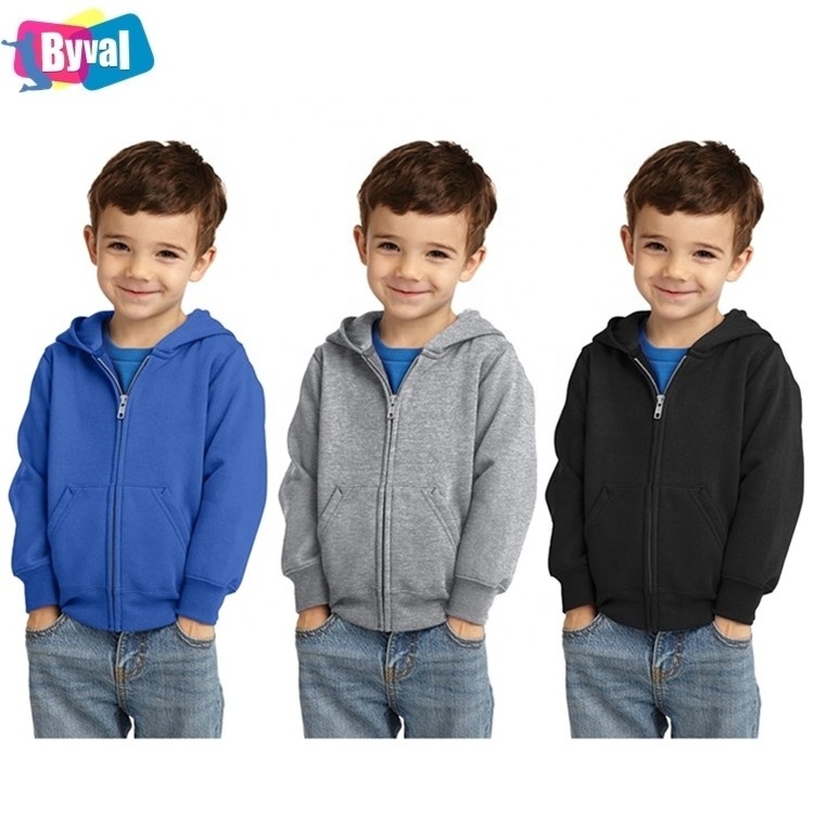 Byval 100% Cotton Hoodie Boys Hoodies Kids Blank Zip Up Hoody Sweatshirts Wholesale Best price for retailer