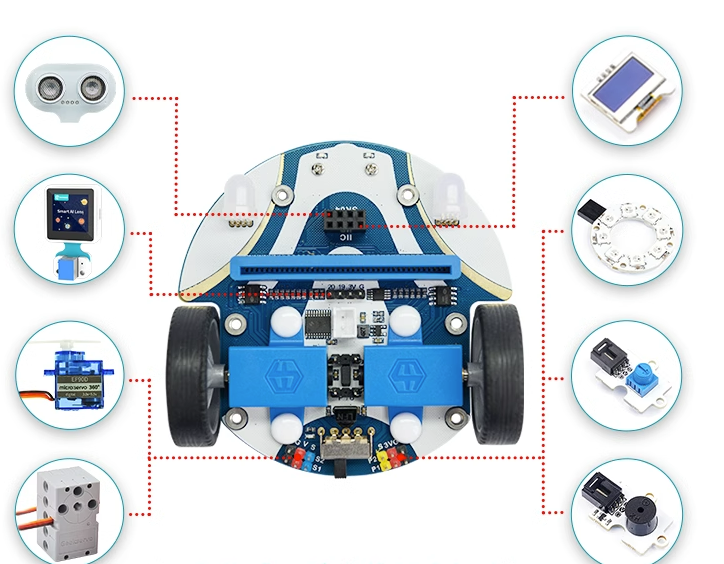 2023 Hot Microbit Cutebot Intelligent Car Tracing Obstacle Avoidance RC Makecode Graphical Programming Robot With Microbit Board