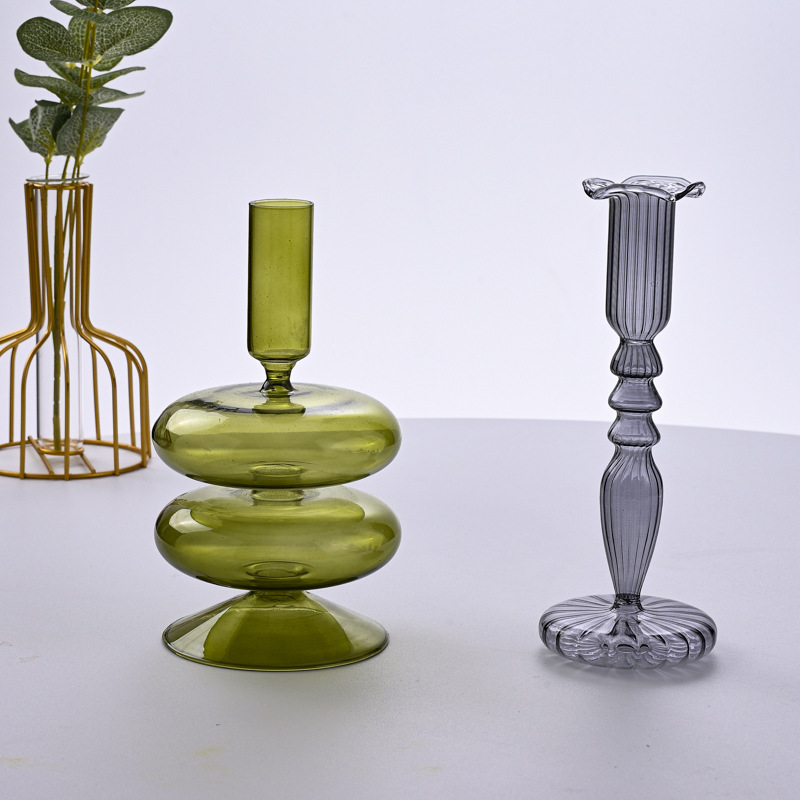 Handmade wedding glass candlesticks, home decoration glass candlesticks&glass candle holder