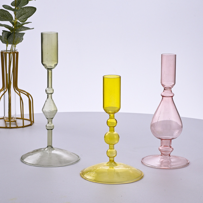 Handmade wedding glass candlesticks, home decoration glass candlesticks&glass candle holder