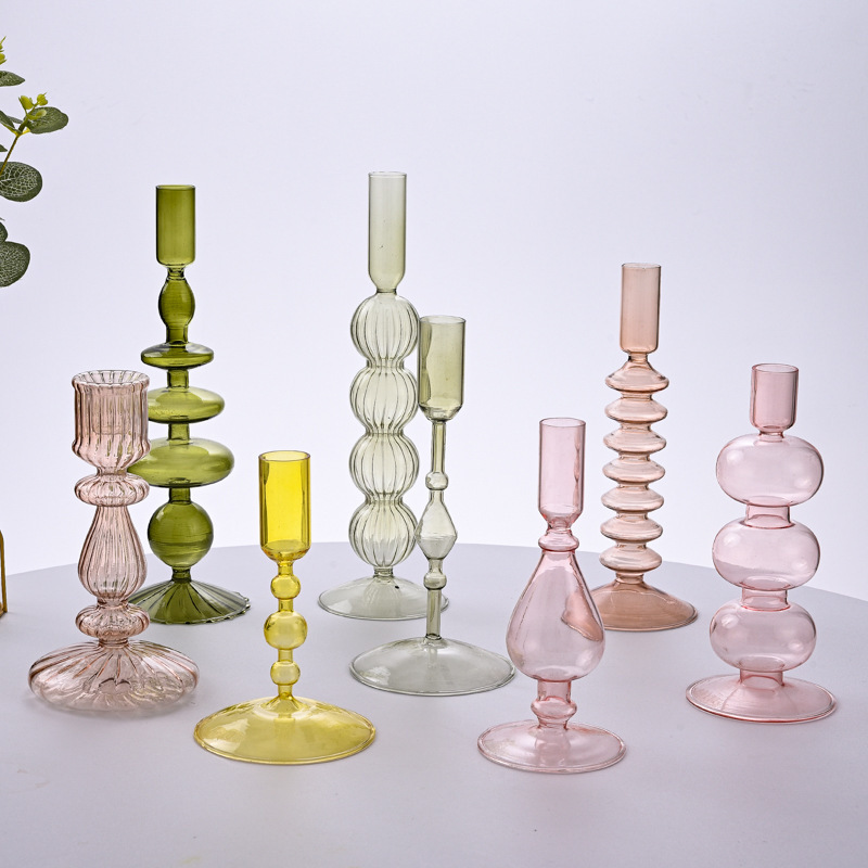 Handmade wedding glass candlesticks, home decoration glass candlesticks&glass candle holder