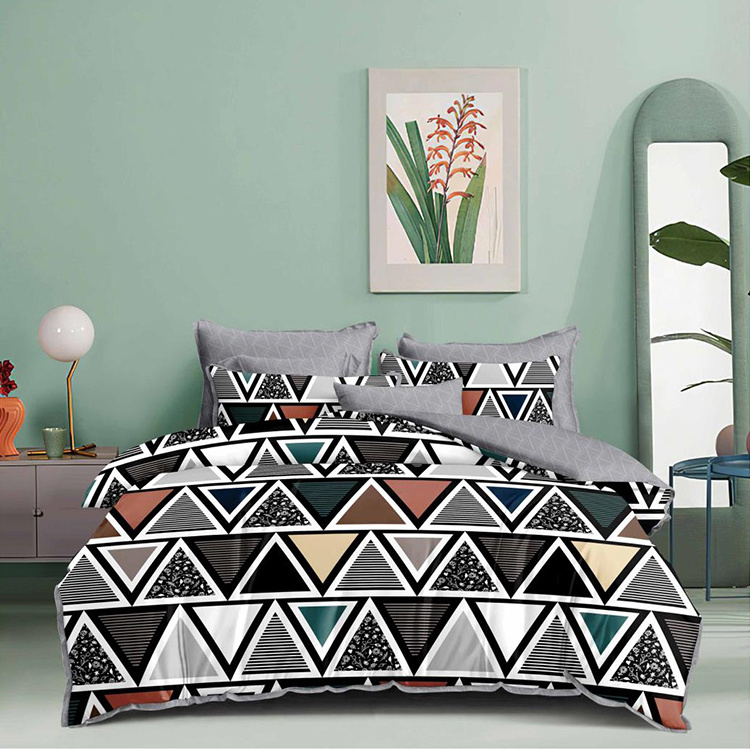 Polyester 4 Pieces Bedding Set Twin Bed Sheet Set Disperse Print Bed King Size Duvet Cover Set