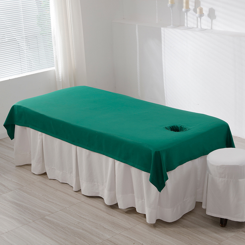 Hot sale 80x60cm anti-wrinkle skin-friendly customized Cotton SPA Half Massage Table Cover Beauty salon Bed sheet with Face Hole