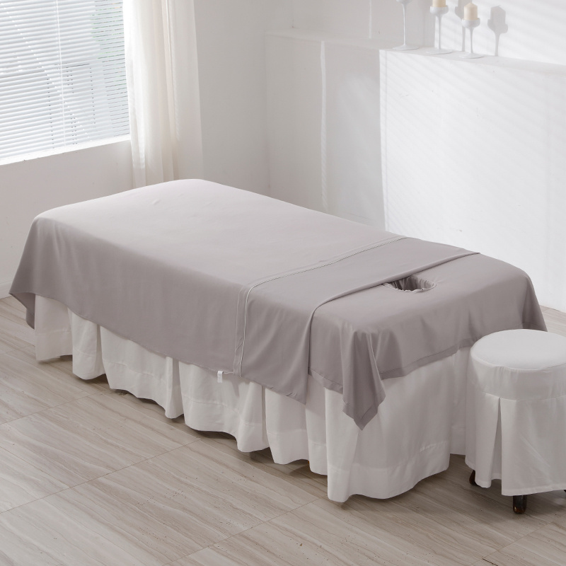 Hot sale 80x60cm anti-wrinkle skin-friendly customized Cotton SPA Half Massage Table Cover Beauty salon Bed sheet with Face Hole