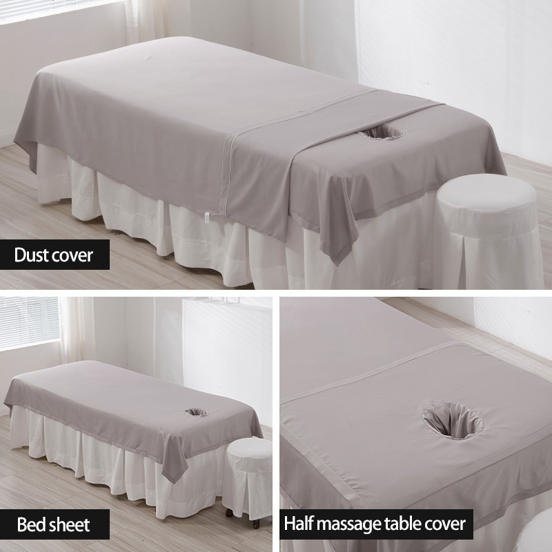 Hot sale 80x60cm anti-wrinkle skin-friendly customized Cotton SPA Half Massage Table Cover Beauty salon Bed sheet with Face Hole