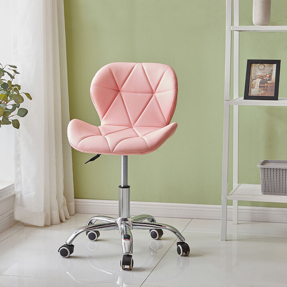 Fashion Pink Leather Office Room Chair Makeup Dresser Home Chair With Wheels Executive Armless Set Computer Office Chair