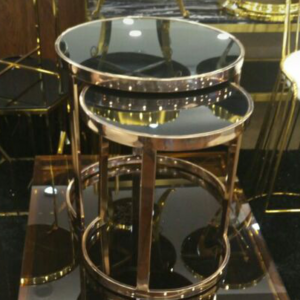 Round modern stainless steel glass coffee table/side table