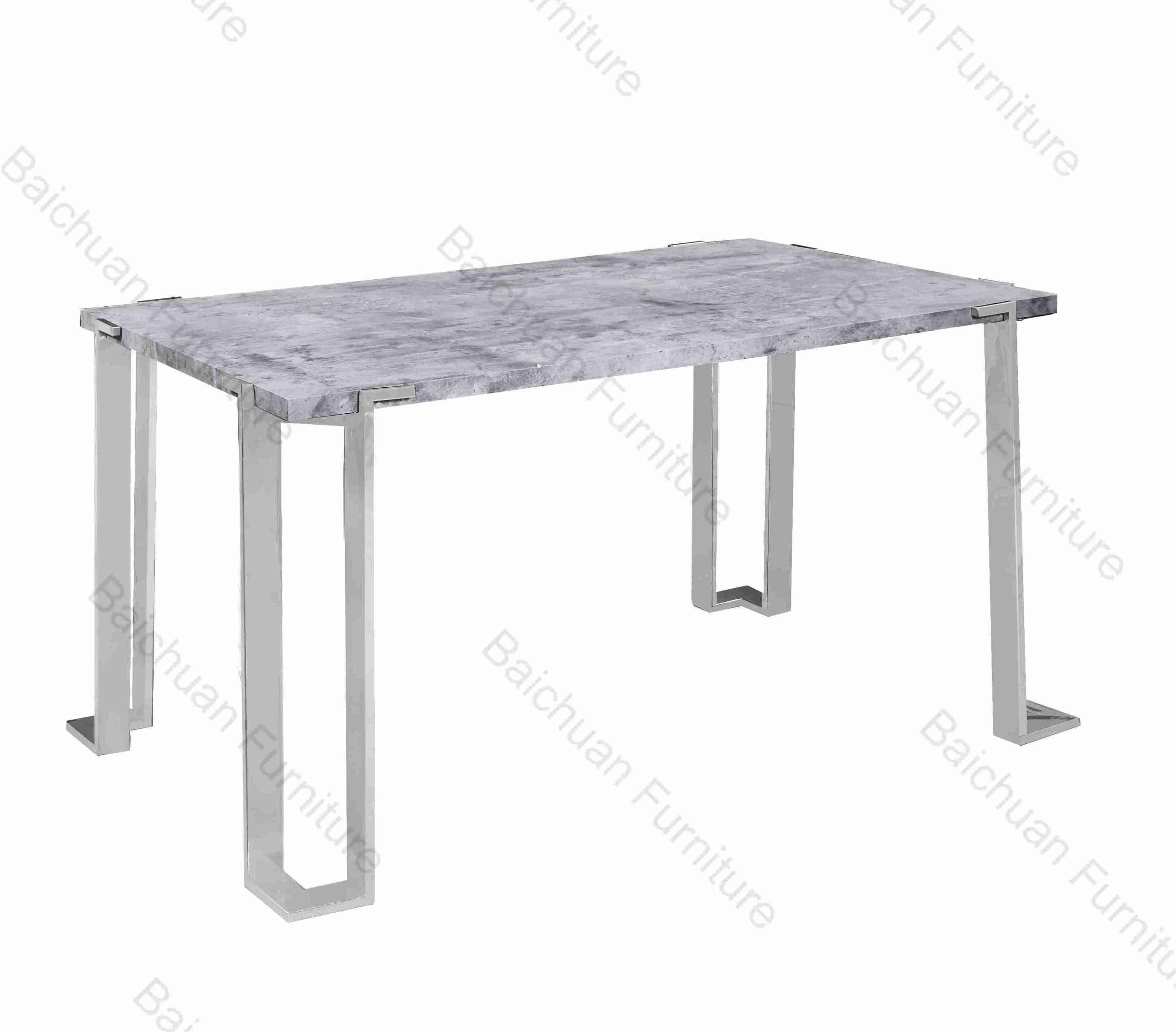 2024  MDF sticker marble paper top stainless steel legs dining table for dining room furniture 4 seat table