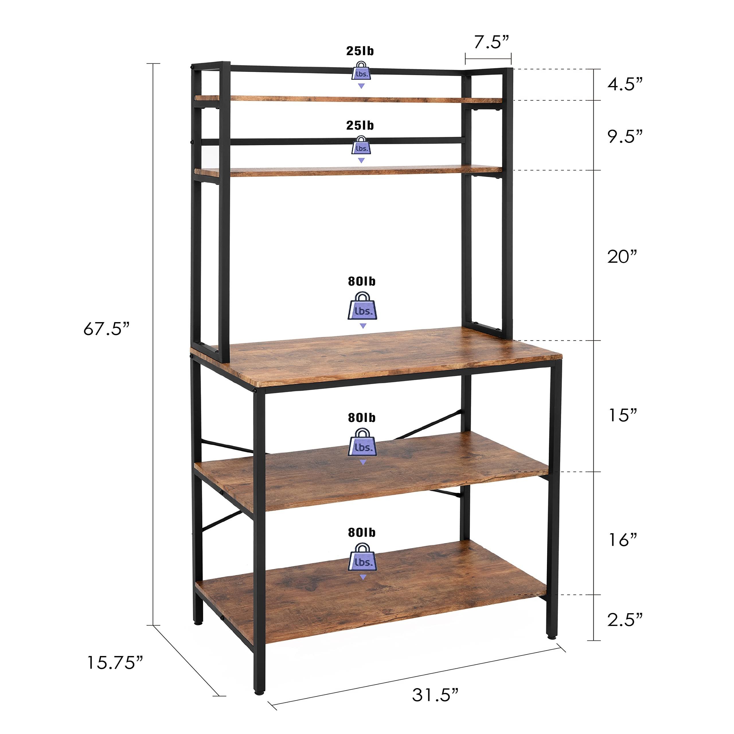 5-tier kitchen storage rack shelf hutch, wood kitchen furniture microwave stand shelving rack metal