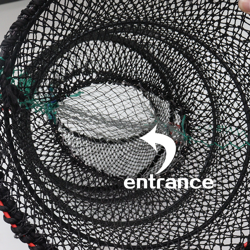 Frame Folding Lobster Trap Black Nylon Mesh Pheroone Traps Crawfish Trap Spring-loaded Metal Fishing Net Durable Galvanized