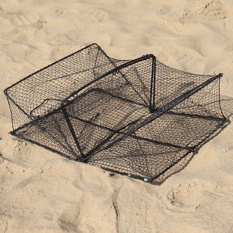 For Catch Fish Fishing Equipment Nylon Fish Cage Fishing Net Square Crab Pot Crab Trap Folding Black Woven Bag Foldable HDPE