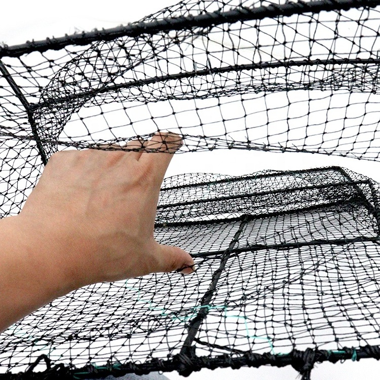 For Catch Fish Fishing Equipment Nylon Fish Cage Fishing Net Square Crab Pot Crab Trap Folding Black Woven Bag Foldable HDPE