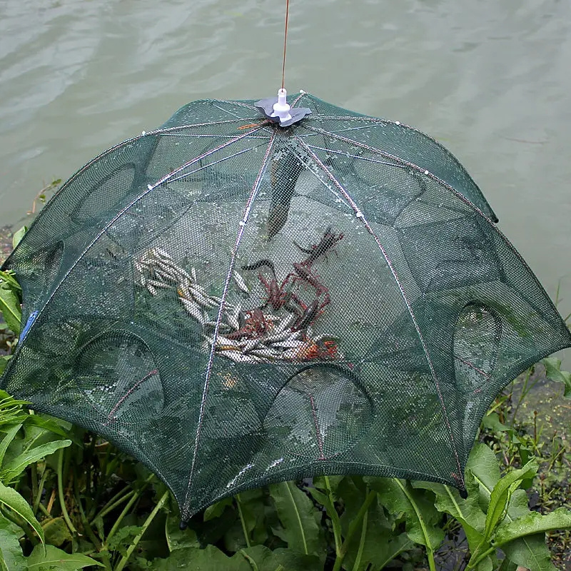 Hot Selling 4-24 Holes Umbrella Fishing Cage net  Folded Portable fish shrimp Fishing Trap