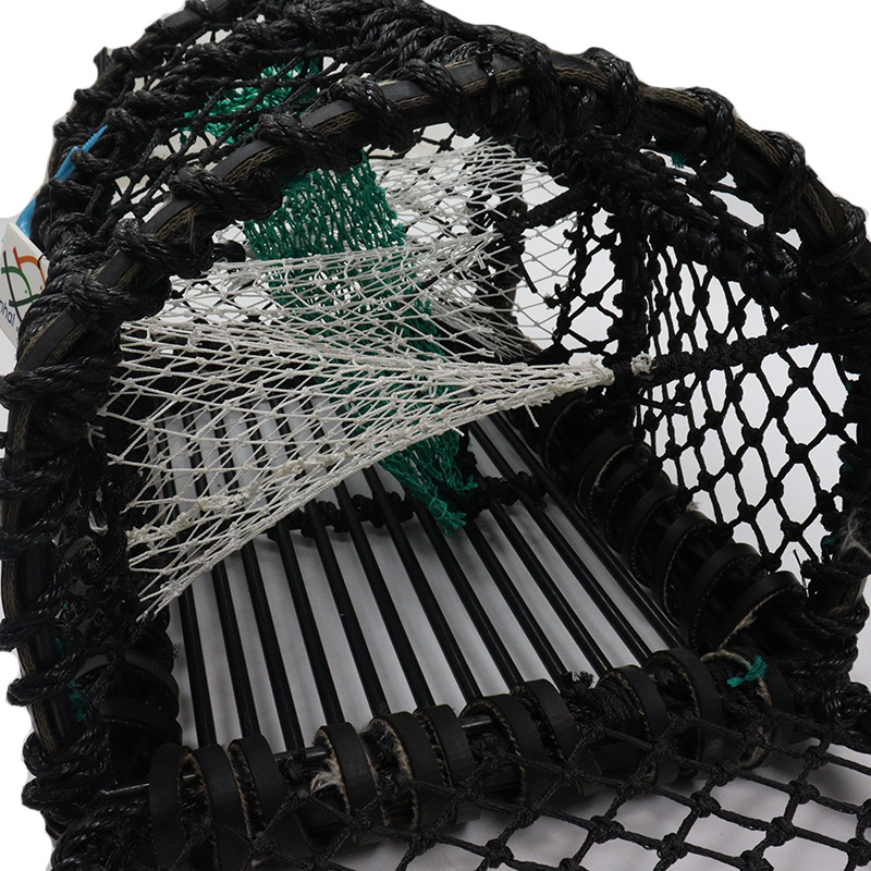 European Market Heavy Duty Lobster Trap Creel Fishing Vessel Shrimp Trap Fishing Cage Traps Black Woven Bag Fish Pot Arch 10pcs