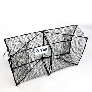 For Catch Fish Fishing Equipment Nylon Fish Cage Fishing Net Square Crab Pot Crab Trap Folding Black Woven Bag Foldable HDPE