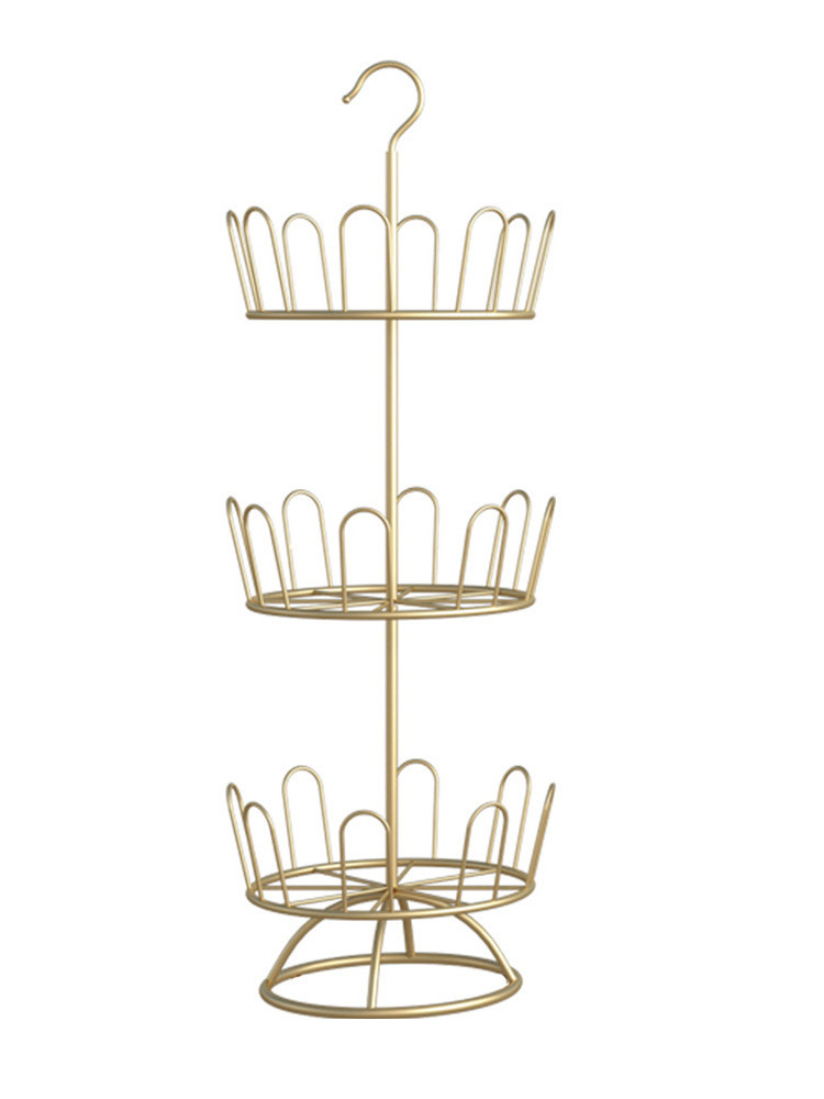 High quality  Spinner Holds 18 Pairs Bronze Rotating Shoe Rack Shoe Tree 3-tier Metal Revolving Shoe Rack