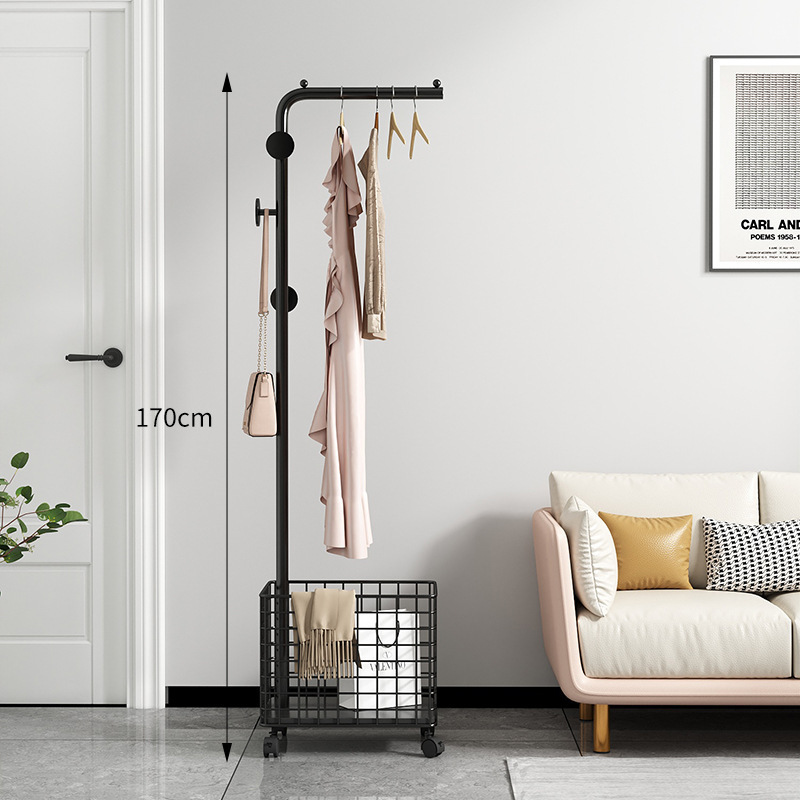 High quality Clothes rack floor bedroom rock plate hanging bag rack single pole vertical storage rack