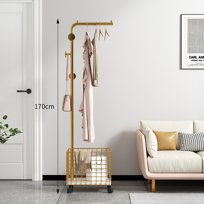 High quality Clothes rack floor bedroom rock plate hanging bag rack single pole vertical storage rack