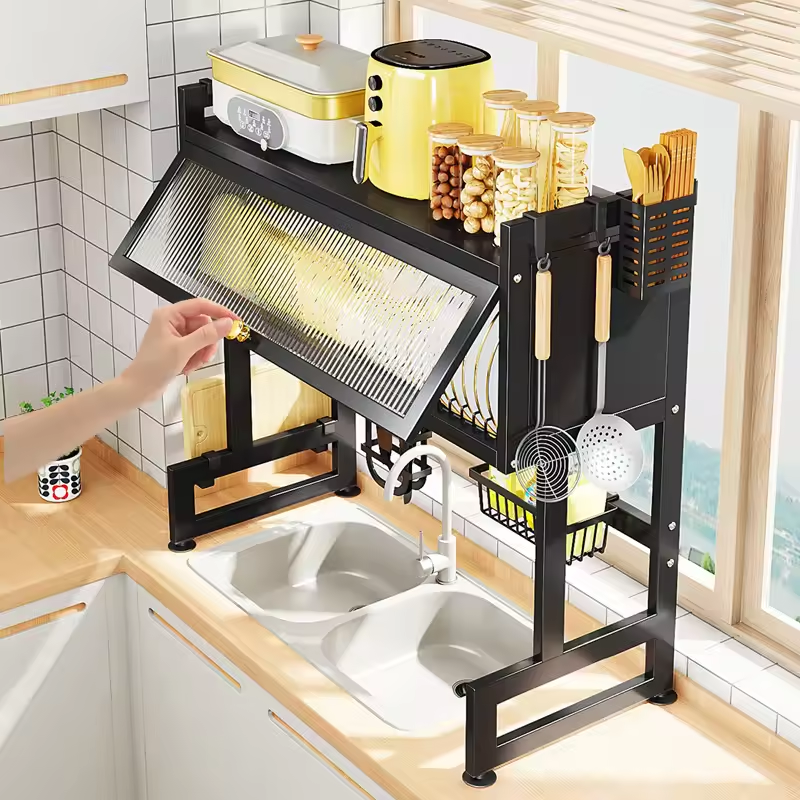 Household kitchen storage rack multifunctional shelf  kitchen storage wall kitchen hanging rack dish rack