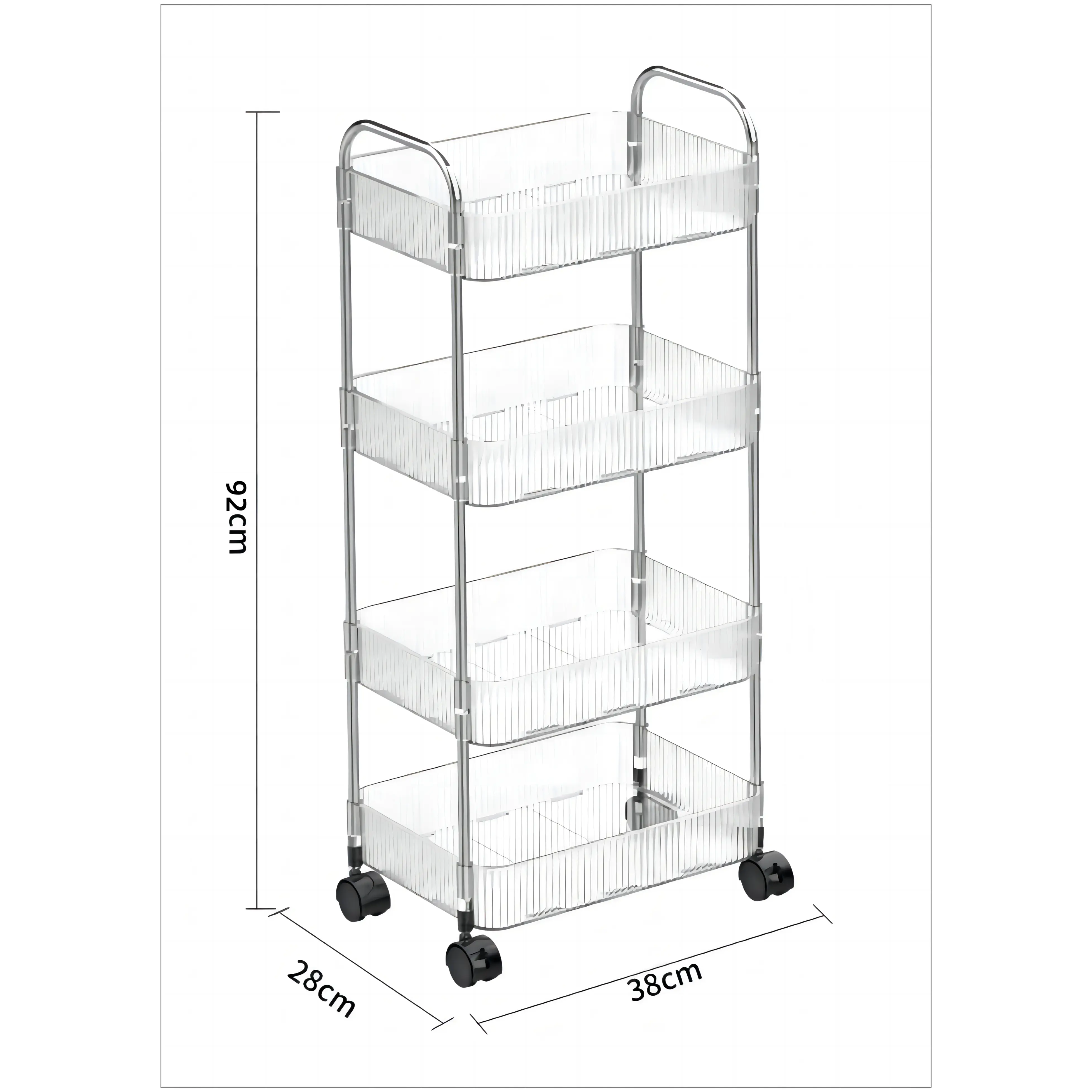 Multi scene 4-layer ultra-thin storage rack bathroom handcart  plastic storage cart narrow gap rolling home storage rack