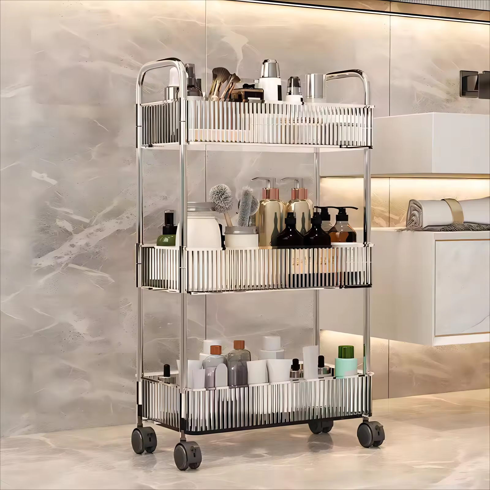 Multi scene 4-layer ultra-thin storage rack bathroom handcart  plastic storage cart narrow gap rolling home storage rack