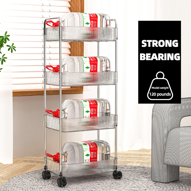 Multi scene 4-layer ultra-thin storage rack bathroom handcart  plastic storage cart narrow gap rolling home storage rack