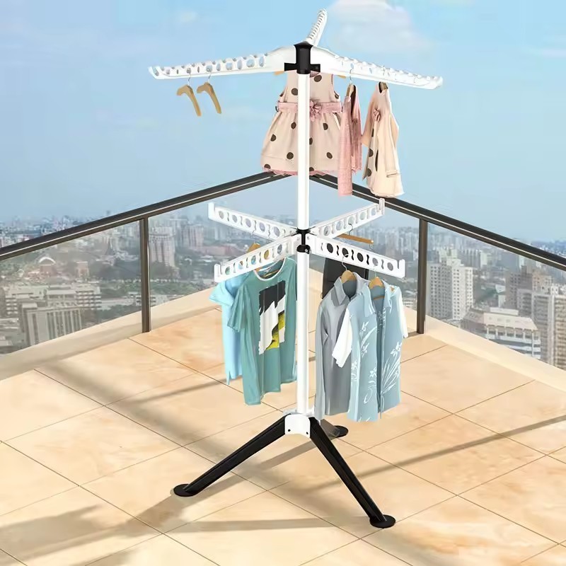 2-layer umbrella clothes drying rack clothes rack adjustable washing rack and foldable wing shape