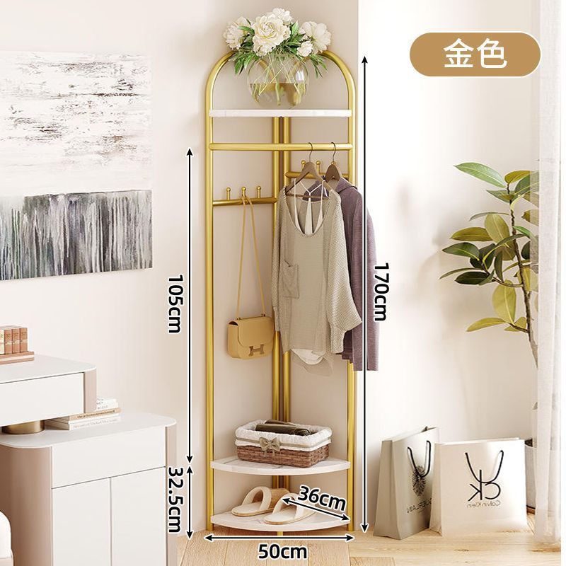 Corner clothes rack  light luxury metal clothes rack floor to ceiling bedroom clothes  shoes  and hats storage rack