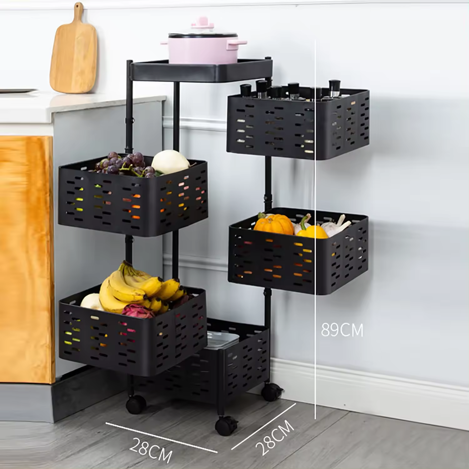 360 Kitchen Storage Rack 3/4/5 Layer Storage Rack Metal Rotating Storage Rack Partition Customizable