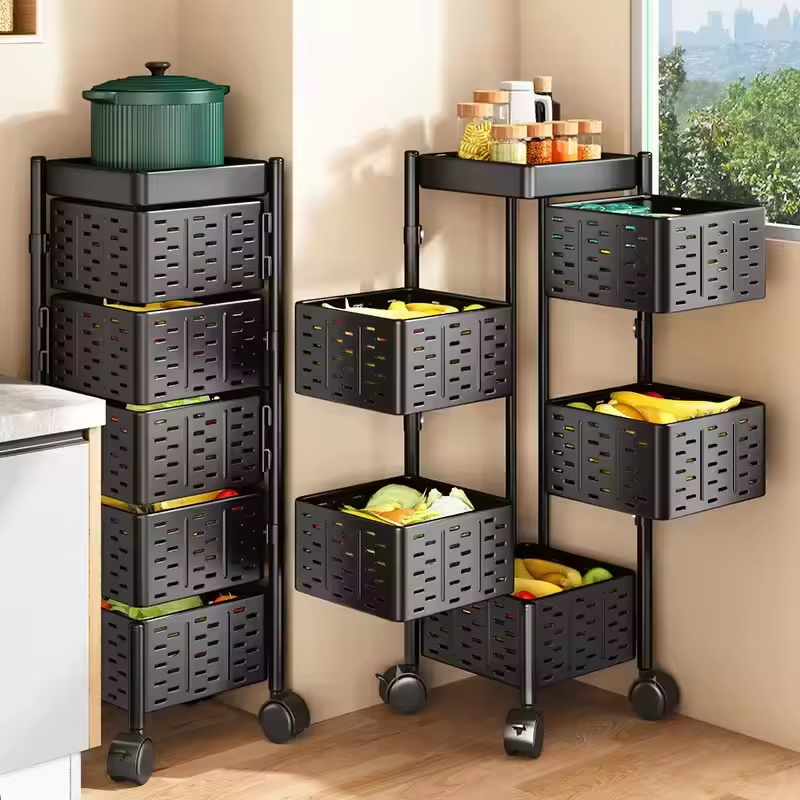 360 Kitchen Storage Rack 3/4/5 Layer Storage Rack Metal Rotating Storage Rack Partition Customizable