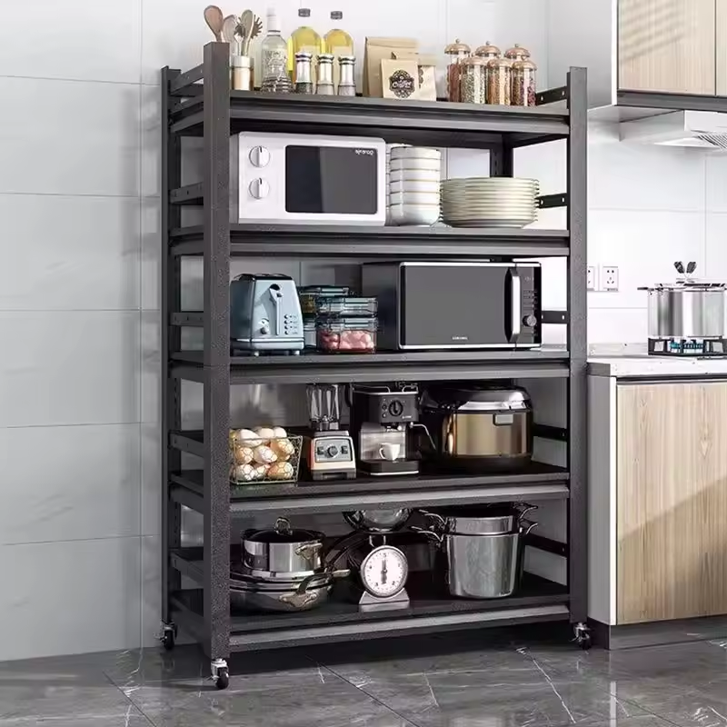 Kitchen storage thickened stainless steel shelves multifunctional storage three-layer stove floor multi-layer shelves