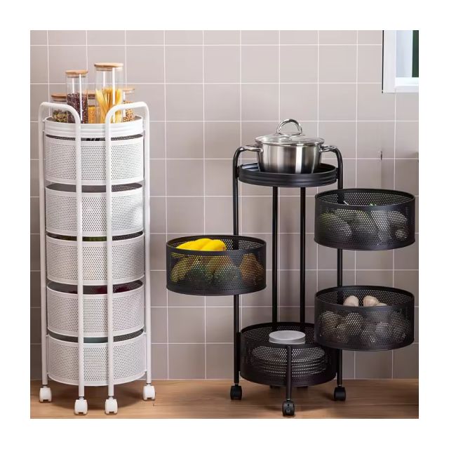 360 Kitchen Storage Rack 3/4/5 Layer Storage Rack Metal Rotating Storage Rack Partition Customizable