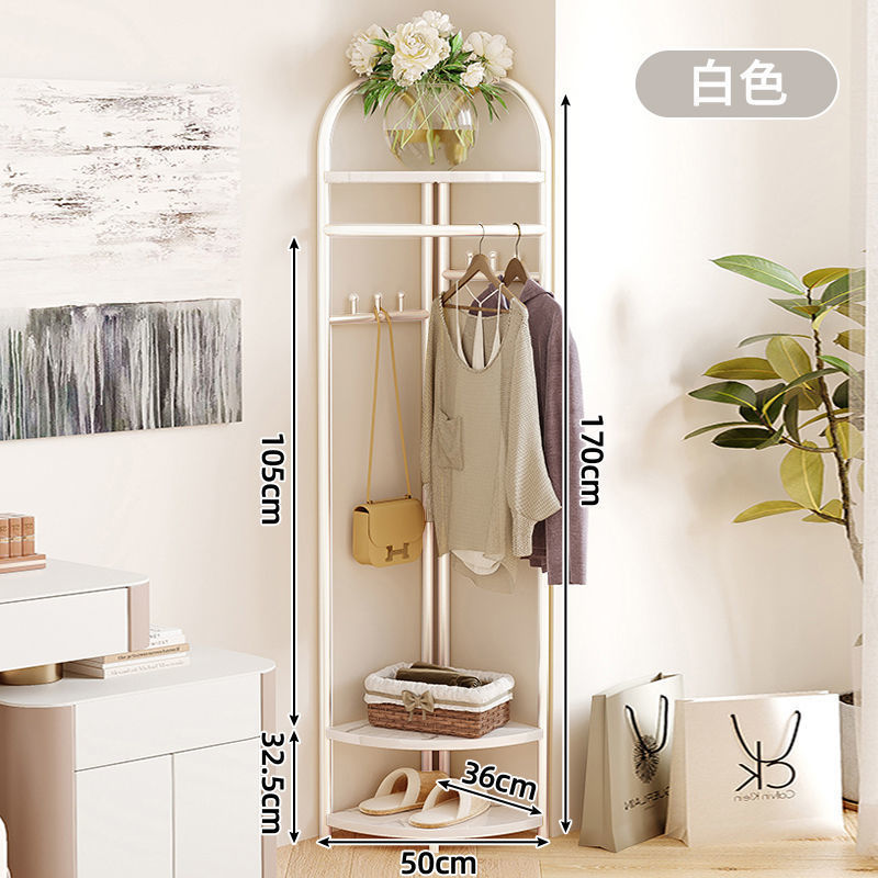 Corner clothes rack  light luxury metal clothes rack floor to ceiling bedroom clothes  shoes  and hats storage rack