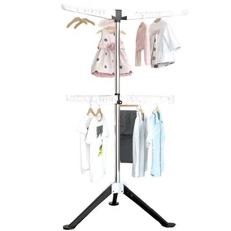 2-layer umbrella clothes drying rack clothes rack adjustable washing rack and foldable wing shape