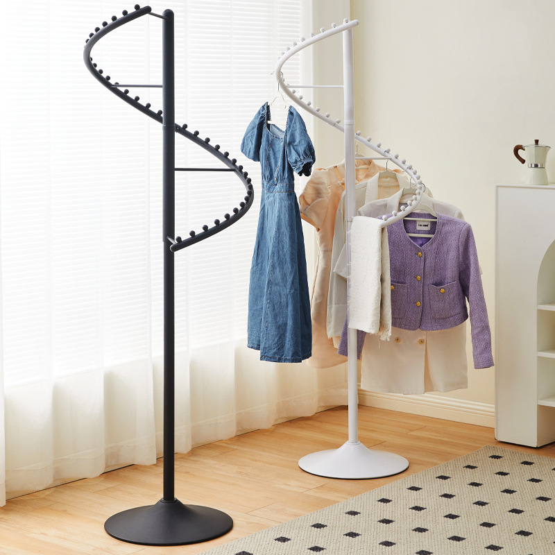 Wholesale high-quality spiral clothing display rack gold and silver needle clothes rack metal wire scarf holder