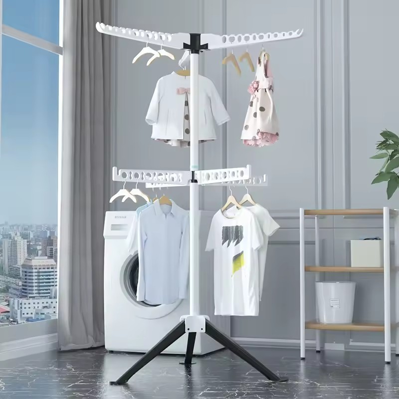 2-layer umbrella clothes drying rack clothes rack adjustable washing rack and foldable wing shape