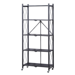 Custom 5 Tier Black Foldable Steel Kitchen Storage Rack Shelf Display Shelving Units