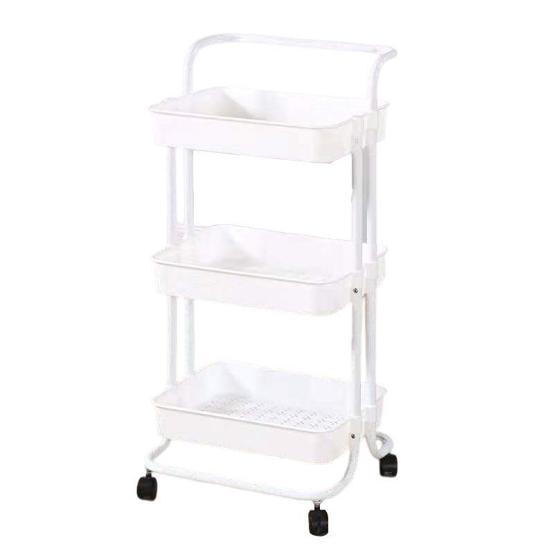 3-Tier Kitchen Organizer Metal Movable Hand Trolley Cart for Household for Cabinet and Shelf Storage Made of Durable Plastic