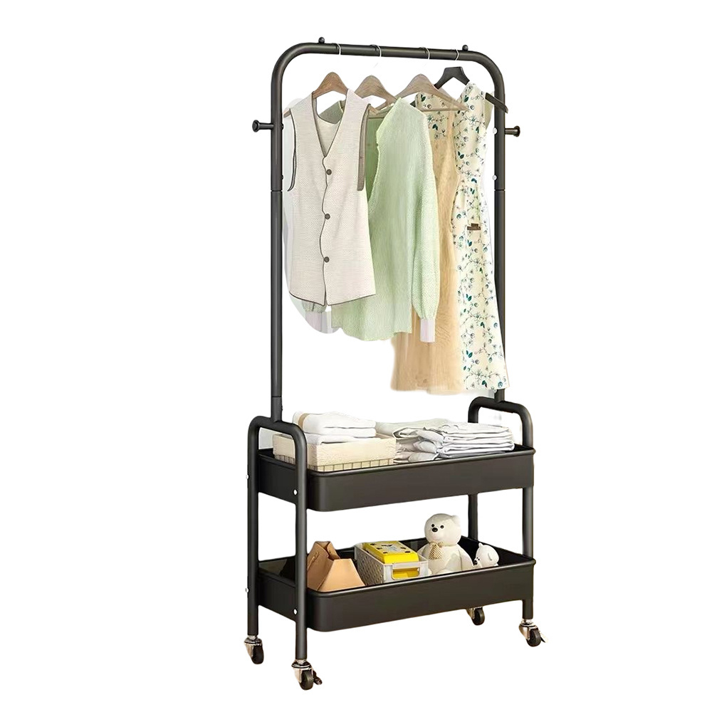 Small and portable Coat Rack Garment Rack Clothes Hanger Shelves Storage Movable With Roller Wardrobe Hanger Floor Shoe Rack