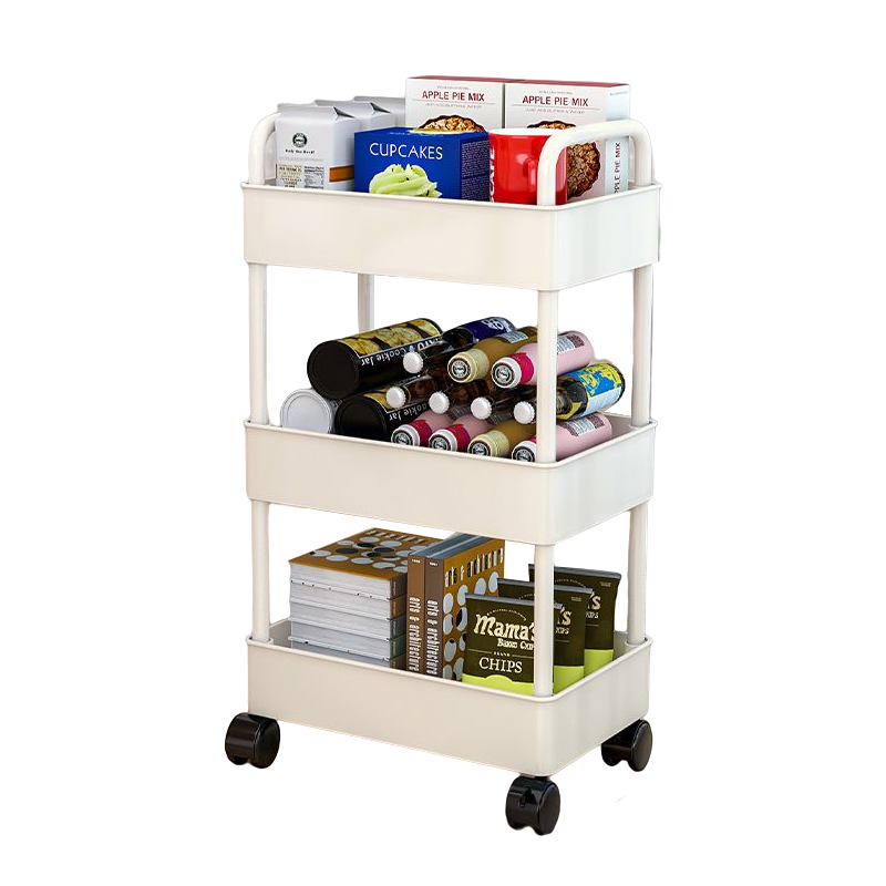 Small moq steel 3 tier mesh wire basket mobile rolling storage rack bathroom utility shelf kitchen cart trolley with wheels