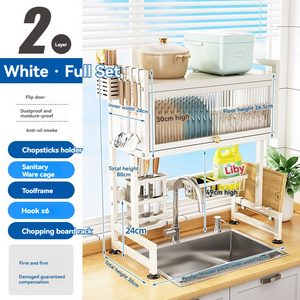 Cheap Price 2 Tier White Sink Storage Dry Dish Racks Shelving Units For Kitchen